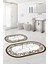 Dijital Yıkanabilir Çerçeveli Mermer Model Oval Banyo Paspası Klozet Takımı, Klozet-57-Kahve, 3