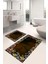 Dijital Baskılı Yıkanabilir Renkli Çiçek Desenli Banyo Paspası Klozet Takımı, Klozet-90-Kahve, 5