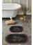 Dijital Baskılı Yıkanabilir Kaymaz Ayak Baskılı Oval Banyo Paspası Klozet Takımı, Klozet-51-Siyah, 1