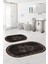 Dijital Baskılı Yıkanabilir Kaymaz Ayak Baskılı Oval Banyo Paspası Klozet Takımı, Klozet-51-Siyah, 4