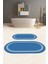 Dijital Yıkanabilir Kaymaz Sade Çerçeveli Oval Banyo Paspası Klozet Takımı, Klozet-56-Mavi, 2