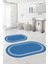 Dijital Yıkanabilir Kaymaz Sade Çerçeveli Oval Banyo Paspası Klozet Takımı, Klozet-56-Mavi, 4