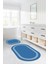 Dijital Yıkanabilir Kaymaz Sade Çerçeveli Oval Banyo Paspası Klozet Takımı, Klozet-56-Mavi, 5