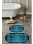 Dijital Yıkanabilir Kaymaz Klasik Model Oval Banyo Paspası Klozet Takımı, Klozet-94-Turkuaz, 2