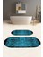 Dijital Yıkanabilir Kaymaz Klasik Model Oval Banyo Paspası Klozet Takımı, Klozet-94-Turkuaz, 3