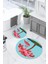 Dijital Yıkanabilir Sade Flamingo Desenli Yuvarlak Banyo Paspası Klozet Takımı, Klozet-91-Turkuaz, 2