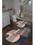 Dijital Yıkanabilir Kaymaz Modern Desen Yuvarlak Banyo Paspası Klozet Takımı, Klozet-59-Lacivert, 2