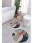 Dijital Yıkanabilir Kaymaz Modern Desen Yuvarlak Banyo Paspası Klozet Takımı, Klozet-59-Lacivert, 4
