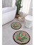 Dijital Yıkanabilir Kaymaz Flamingo Desenli Yuvarlak Banyo Paspası Klozet Takımı, Klozet-62-Kahve, 4