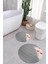 Dijital Yıkanabilir Modern Deniz Yıldızı Yuvarlak Banyo Paspası Klozet Takımı, Klozet-72-Gri, 2