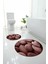 Baskılı Yıkanabilir Kaymaz Taş Modelli Yuvarlak Banyo Paspası Klozet Takımı, Klozet-73-Bordo, 4