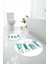 Baskılı Yıkanabilir Kaymaz Kaktüs Model Yuvarlak Banyo Paspası Klozet Takımı, Klozet-76-Beyaz, 3