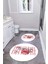 Baskılı Yıkanabilir Kaymaz Gül Motifli Yuvarlak Banyo Paspası Klozet Takımı, Klozet-77-Kırmızı, 2