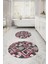 Dijital Yıkanabilir Klasik Çiçek Desenli Yuvarlak Banyo Paspası Klozet Takımı, Klozet-80-Pembe, 5