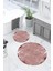 Dijital Yıkanabilir Kare Desen Detaylı Yuvarlak Banyo Paspası Klozet Takımı, Klozet-84-Bordo, 3
