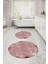Dijital Yıkanabilir Kare Desen Detaylı Yuvarlak Banyo Paspası Klozet Takımı, Klozet-84-Bordo, 4