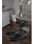 Baskılı Yıkanabilir Geometrik Desenli Yuvarlak Banyo Paspası Klozet Takımı, Klozet-87-Gri, 5