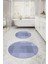 Dijital Yıkanabilir Kaymaz Kilim Görünümlü Yuvarlak Banyo Paspası Klozet Takımı, Klozet-88-Lila, 3