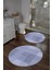 Dijital Yıkanabilir Kaymaz Kilim Görünümlü Yuvarlak Banyo Paspası Klozet Takımı, Klozet-88-Lila, 5
