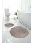 Dijital Yıkanabilir Kaymaz Kilim Görünümlü Yuvarlak Banyo Paspası Klozet Takımı, Klozet-88-Vizon, 1