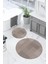 Dijital Yıkanabilir Kaymaz Kilim Görünümlü Yuvarlak Banyo Paspası Klozet Takımı, Klozet-88-Vizon, 2