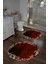 Dijital Yıkanabilir Renkli Çiçek Desenli Yuvarlak Banyo Paspası Klozet Takımı, Klozet-90-Bordo, 5
