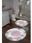 Dijital Yıkanabilir Sade Vektörel Desenli Yuvarlak Banyo Paspası Klozet Takımı, Klozet-95-Pembe, 4