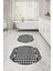 Dijital Yıkanabilir Kaymaz Sade Modern Yuvarlak Banyo Paspası Klozet Takımı, Klozet-96-Gri, 2