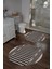 Dijital Yıkanabilir Kaymaz Sade Modern Yuvarlak Banyo Paspası Klozet Takımı, Klozet-96-Vizon, 4