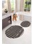 Dijital Yıkanabilir Kaymaz Sade Modern Yuvarlak Banyo Paspası Klozet Takımı, Klozet-96-Vizon, 5