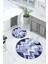 Dijital Yıkanabilir Kaymaz Sade Zigzag Model Yuvarlak Banyo Paspas Klozet Takımı, Klozet-97-Lacvert, 1