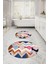 Dijital Yıkanabilir Kaymaz Sade Zigzag Model Yuvarlak Banyo Paspası Klozet Takımı, Klozet-97-Renkli, 2