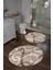 Dijital Yıkanabilir Kaymaz Sade Modern Klasik Yuvarlak Banyo Paspası Klozet Takımı, Klozet-98-Kahve, 4