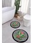 Dijital Yıkanabilir Kaymaz Flamingo Desenli Yuvarlak Banyo Paspası Klozet Takımı, Klozet-62-Siyah, 4