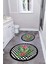 Dijital Yıkanabilir Kaymaz Flamingo Desenli Yuvarlak Banyo Paspası Klozet Takımı, Klozet-62-Siyah, 5