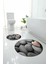 Baskılı Yıkanabilir Kaymaz Taş Modelli Yuvarlak Banyo Paspası Klozet Takımı, Klozet-73-Gri, 4