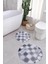 Baskılı Yıkanabilir Kaymaz Sade Modern Yuvarlak Banyo Paspası Klozet Takımı, Klozet-75-Lila, 1