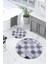 Baskılı Yıkanabilir Kaymaz Sade Modern Yuvarlak Banyo Paspası Klozet Takımı, Klozet-75-Lila, 4
