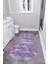 Dijital Yıkanabilir Kaymaz Kupa Desenli Yuvarlak Banyo Paspası Klozet Takımı, Klozet-81-Renkli, 1