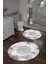 Dijital Yıkanabilir Sade Vektörel Desenli Yuvarlak Banyo Paspası Klozet Takımı, Klozet-95-Gri, 4