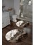 Dijital Yıkanabilir Kaymaz Mermer Model Yuvarlak Banyo Paspası Klozet Takımı, Klozet-55-Kahve, 3
