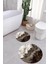 Dijital Yıkanabilir Kaymaz Mermer Model Yuvarlak Banyo Paspası Klozet Takımı, Klozet-55-Kahve, 5
