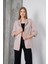 Kadın Violet Blazer Ceket, Astarlı Kol Katlamalı Oversize Ceket 1