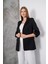 Kadın Violet Blazer Ceket, Astarlı Kol Katlamalı Oversize Ceket 1