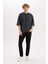 Loose Fit Bisiklet Yaka Kısa Kollu Ağır Kumaş Tişört C0147AX25SP 2
