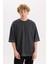 Loose Fit Bisiklet Yaka Kısa Kollu Ağır Kumaş Tişört C0147AX25SP 3