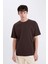 %100 Pamuk Boxy Fit Bisiklet Yaka Basic Düz Kısa Kollu Tişört D6070AX25SP 3