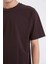 %100 Pamuk Boxy Fit Bisiklet Yaka Basic Düz Kısa Kollu Tişört D6070AX25SP 4