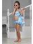 Kız Çocuk 3 Parça Fırfırlı Bikini Takım Üstü Baskılı Kız Çocuk Mayo Bikini 0128 5