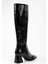 Kadın Stall Siyah Küt Burunlu Çizme 3